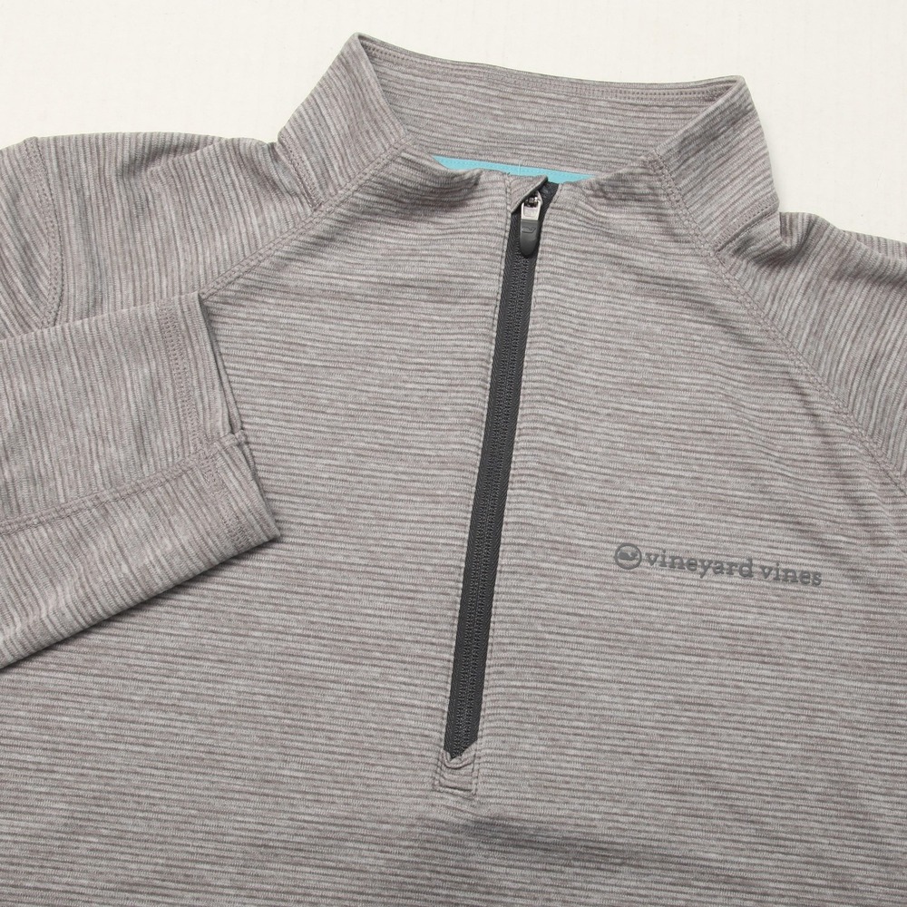 Vineyard Vines Pullover Mens Large Gray Striped Quarter Zip Performance Golf